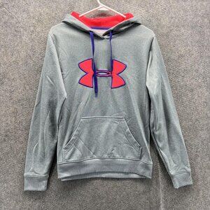 Under Armour Hoodie Youth Small Gray UA Storm Logo Fleece Pullover Athletic